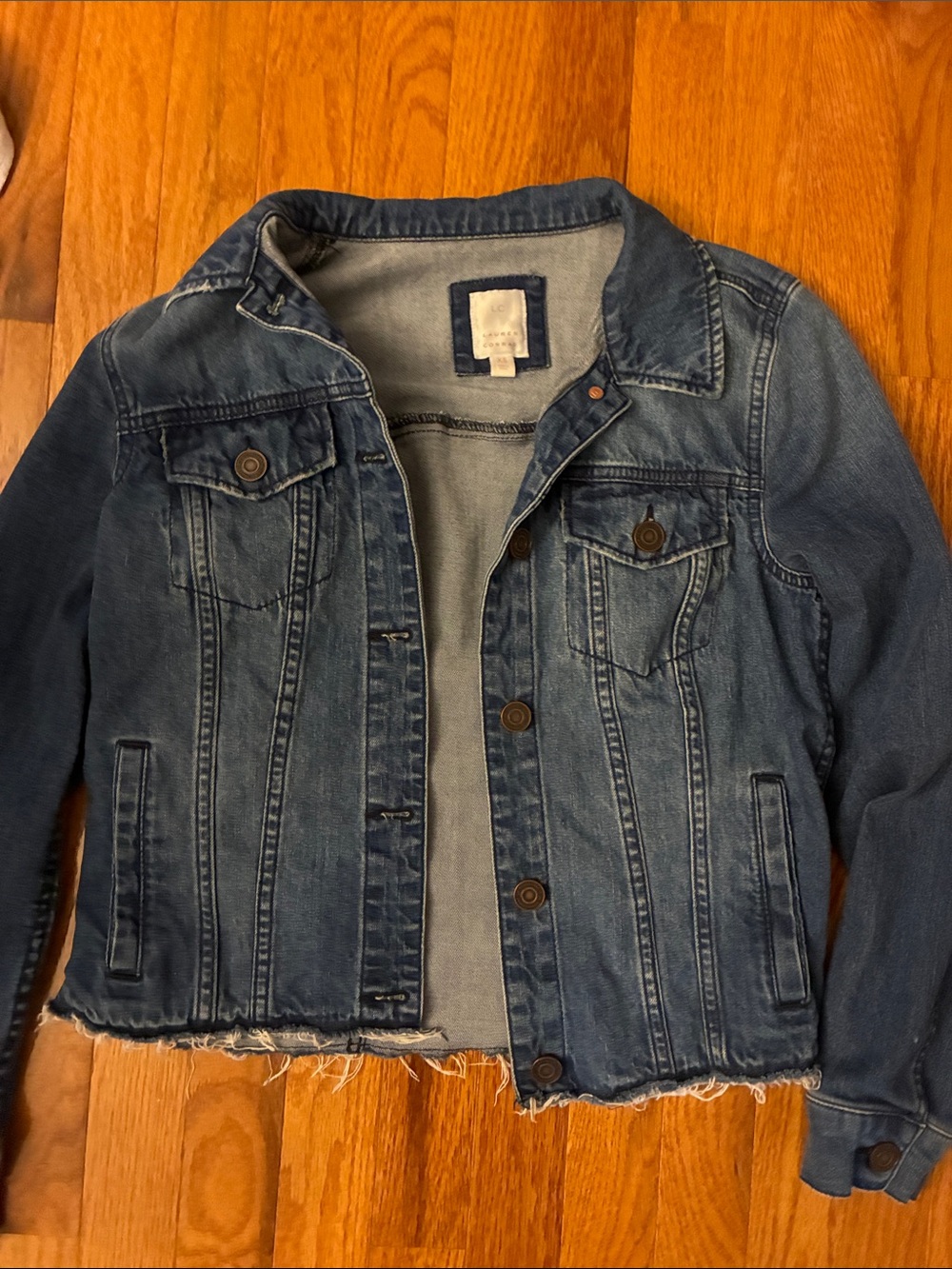 LC Lauren Conrad Light Blue Denim Jacket with Dark Blue Trim